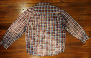 Vintage Distressed Flannel Red Lavender
