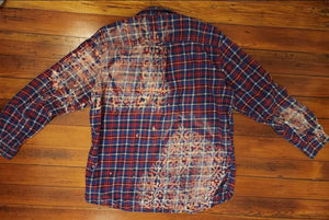 Vintage Distressed Flannel Red Blue
