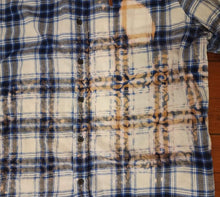 Vintage Distressed Flannel Blue and white