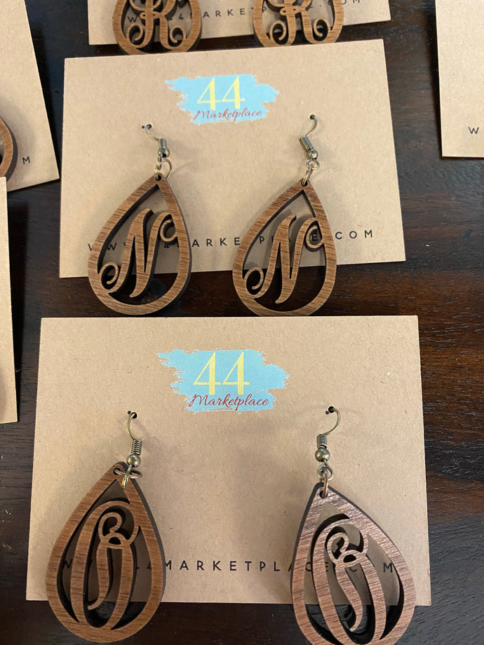 Walnut Monogram Earrings