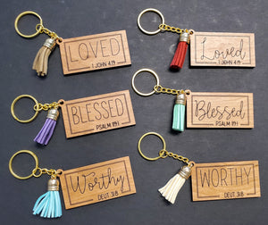 Bible verse key chains with tassel